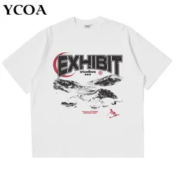 Camisetas de algodón de gran tamaño para hombre, ropa de calle con letras, gráfico estético, Kpop Y2k, Tops de manga corta, ropa Popular coreana