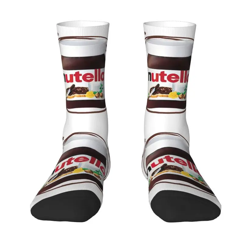 

Novelty Print Nutella Swirls Socks for Men Women Stretchy Summer Autumn Winter Crew Socks