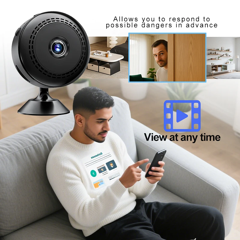 กล้องมินิไร้สายการมองเห็นตอนกลางคืน HD กล้อง IP ไร้สายการตรวจจับการเคลื่อนไหวกล้องรักษาความปลอดภัยไร้สายสำหรับสัตว์เลี้ยงในบ้านสุนัขกล้องวงจรปิดกล้อง