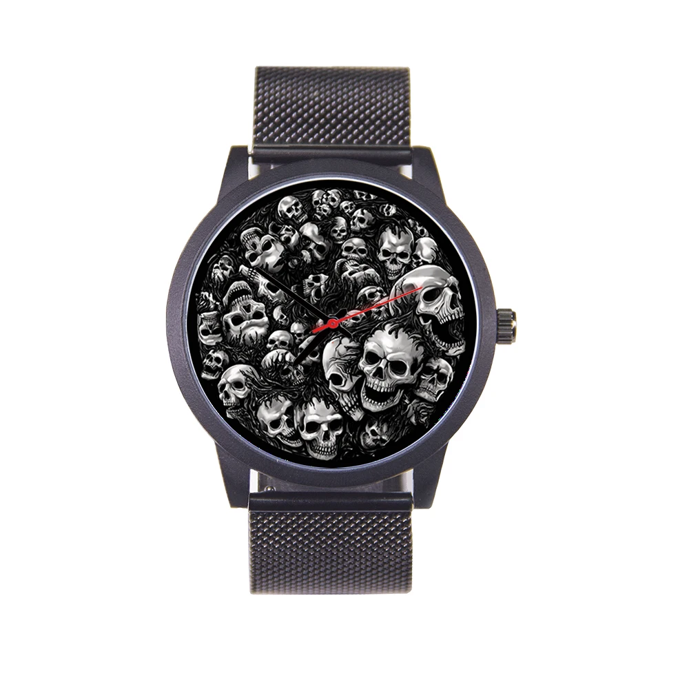 Demon hombres regalo personalizado sitio oficial negro réplica reloj hombres muñeca Original diablo oro rosa Cool Wach esqueleto plata hombre