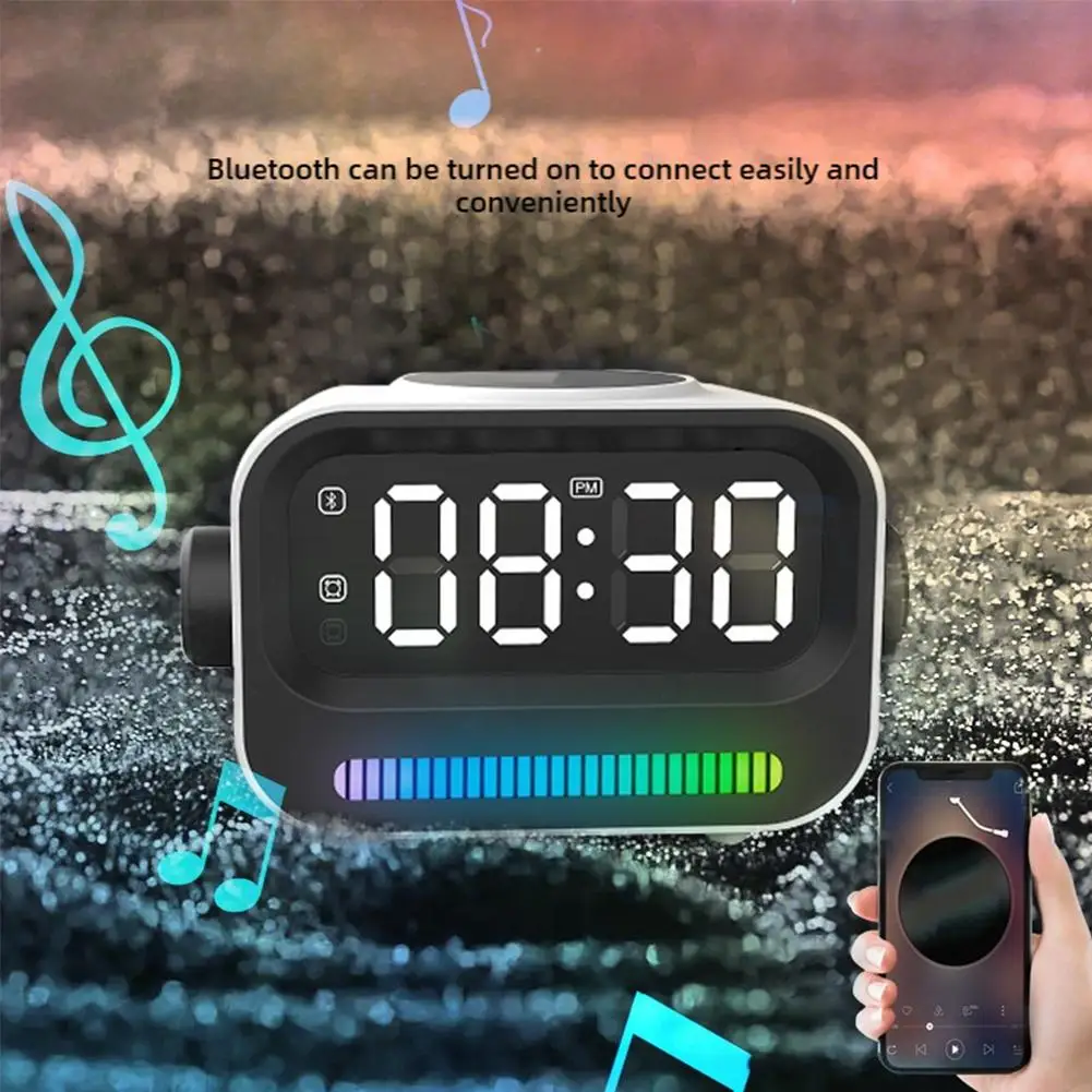 3in1 Multifunctional Bluetooth Speaker RGB Light Alarm Clock Wireless Charging Bluetooth Audio Night Light Alarm Clock Charger