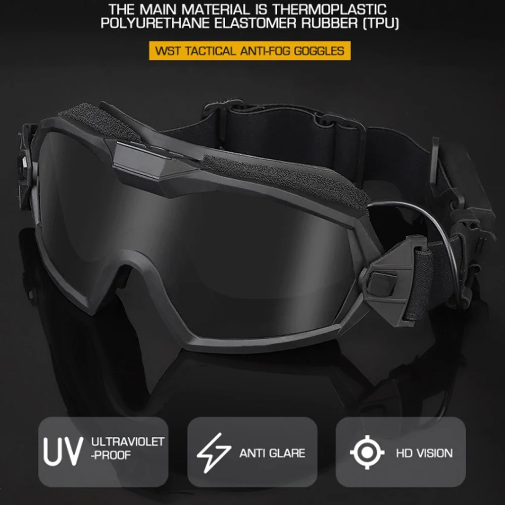 Taktická goggle nemlžící se anti-shock s fanoušek ventilace halové a outdoorové dvojí mód scéna airsoftové paintballové lyže helma brýle