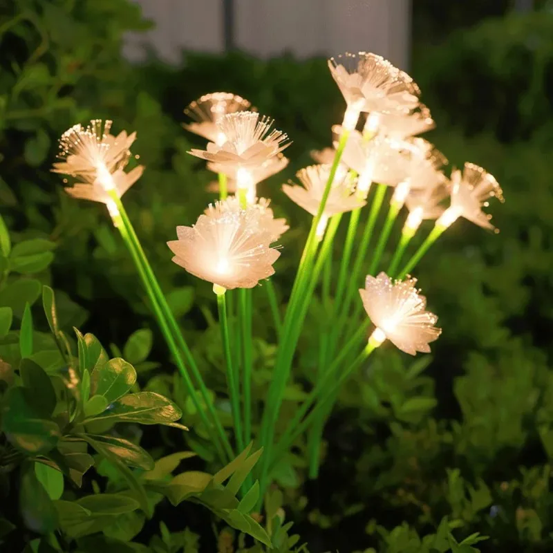 Fiber Double-layer Flower Lawn Light LED Solar Ground Plug Simulation Outdoor Flower Bed Garden Villa Decorative Light