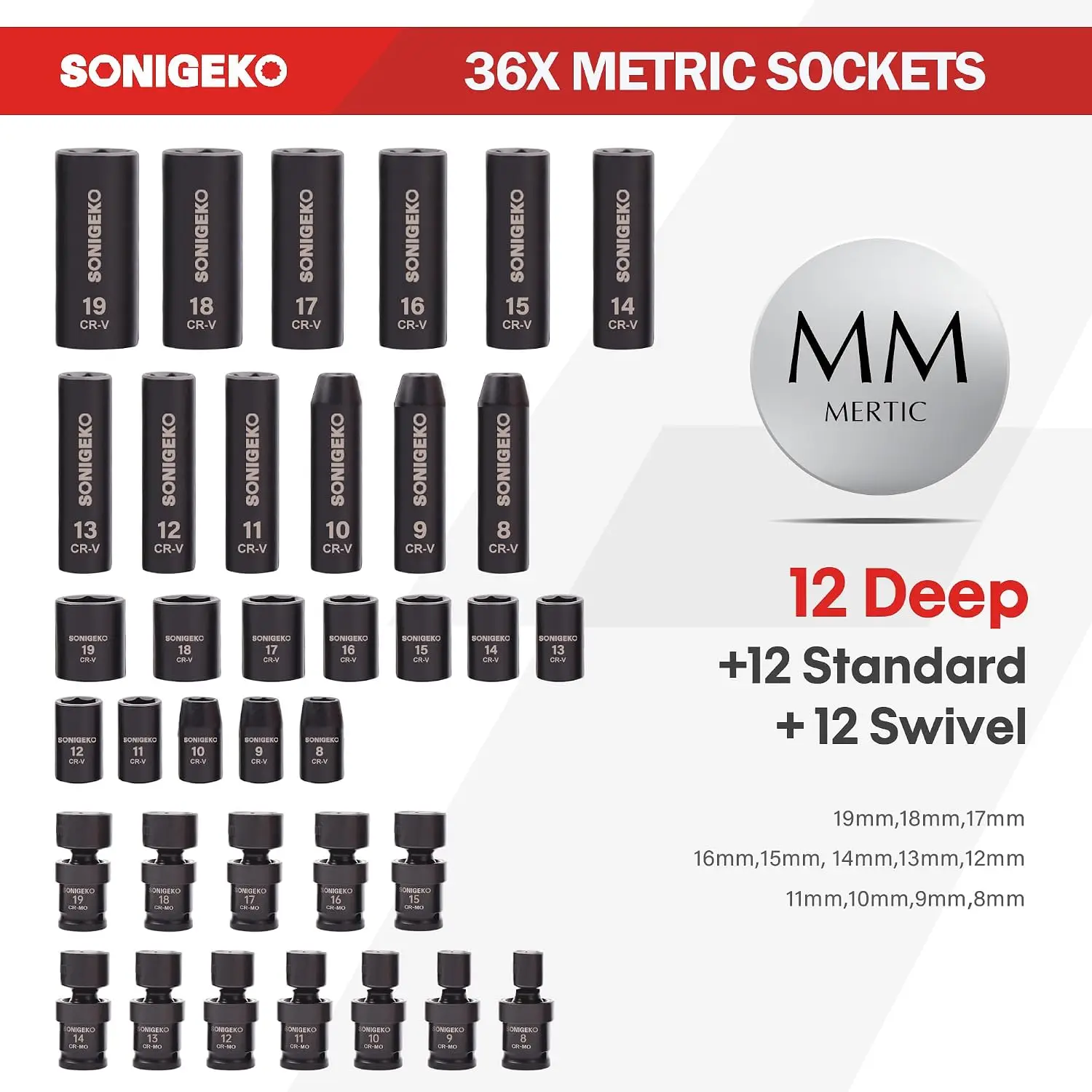 67 Piece 38 Drive Impact Socket Set SAE 516 34 Metric 8 19mm 6 Point CRV Steel Sockets Extension Bars 20 Piece CRMO Swivel Socke