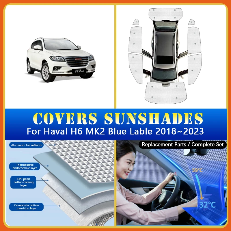 

Car Sunshade Cover For Great Wall Haval H6 MK2 Blue Label 2018~2023 Sun Visor Sunscreen Window Coverage Sunshade Car Accessories