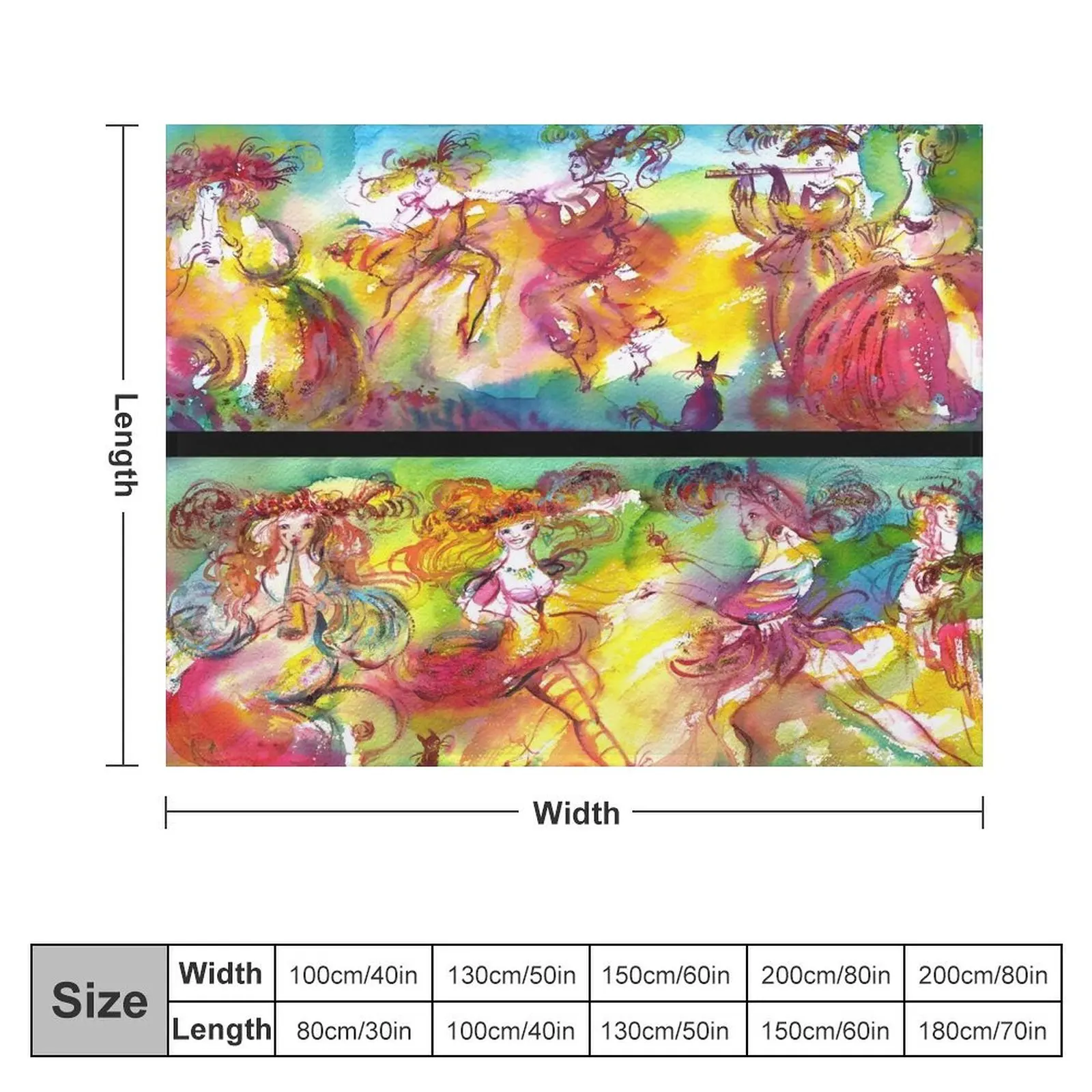 CARNIVAL BALLET / Venetian Masquerade,Dance Music Watercolor by Bulgan Lumini Throw Blanket Heavy Bed Blankets