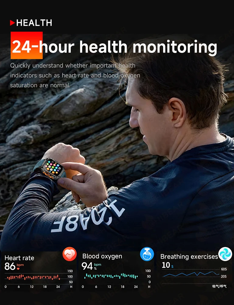 Para xiaomi militar ao ar livre relógio inteligente gps bluetooth chamada 2.01 "tela amoled 3atm à prova dwaterproof água esportes smartwatch 2025 novo