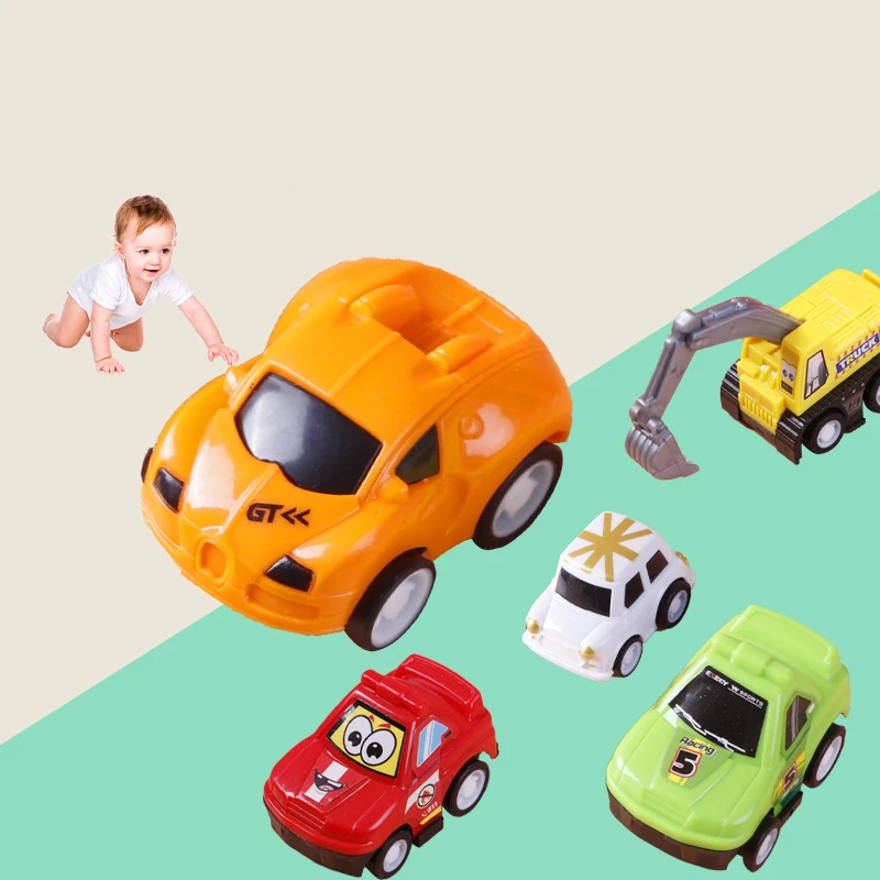 6pcs/pack Mini-return Pull Back Cars Creative Lovely Simulation Cartoon Cart Model Toys Children Inertia Birthday Gift