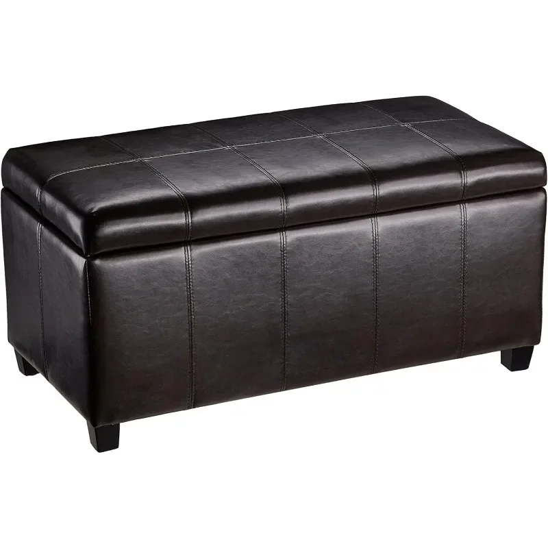 FHW Marion Rectangular Storage Ottoman, Russet Brown