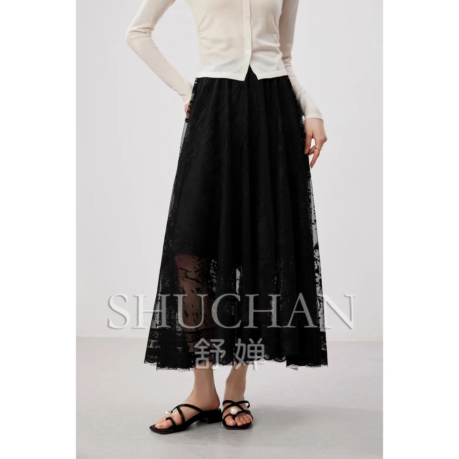 

Crochet Hollow Lace Texture A Version Long Skirts for Women Faldas Mujer Moda 2025 Summer