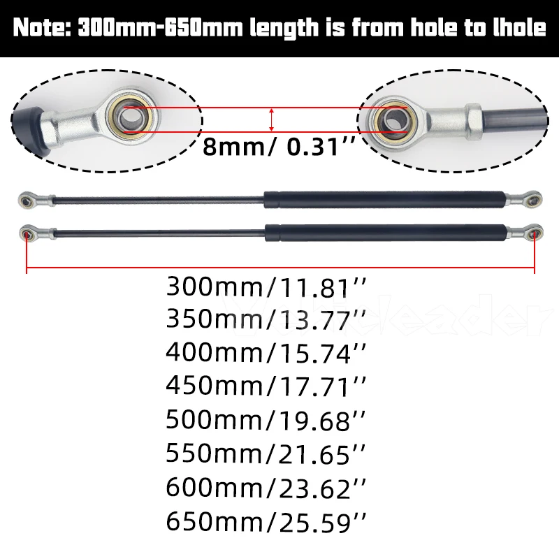 2pcs 600N 300/350/400/450/500/550/600mm Car Gas Struts Spring Shocks Lift Supports RV Windows Storage Damper Camper Back Window