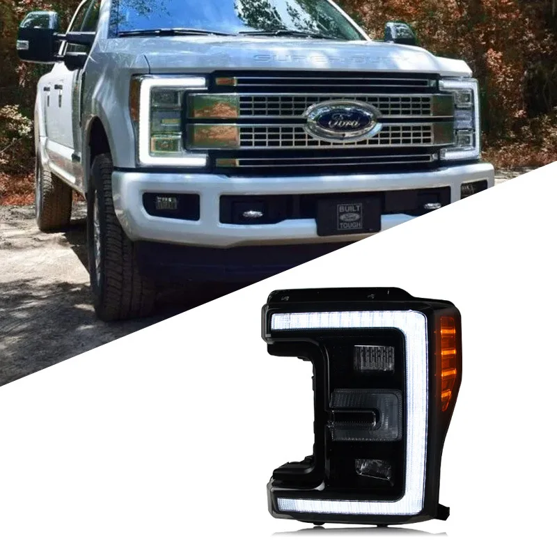 

Suitable for 17-19 Ford F250 headlight assembly modified LED light guide daytime running light running water turn signal headlig