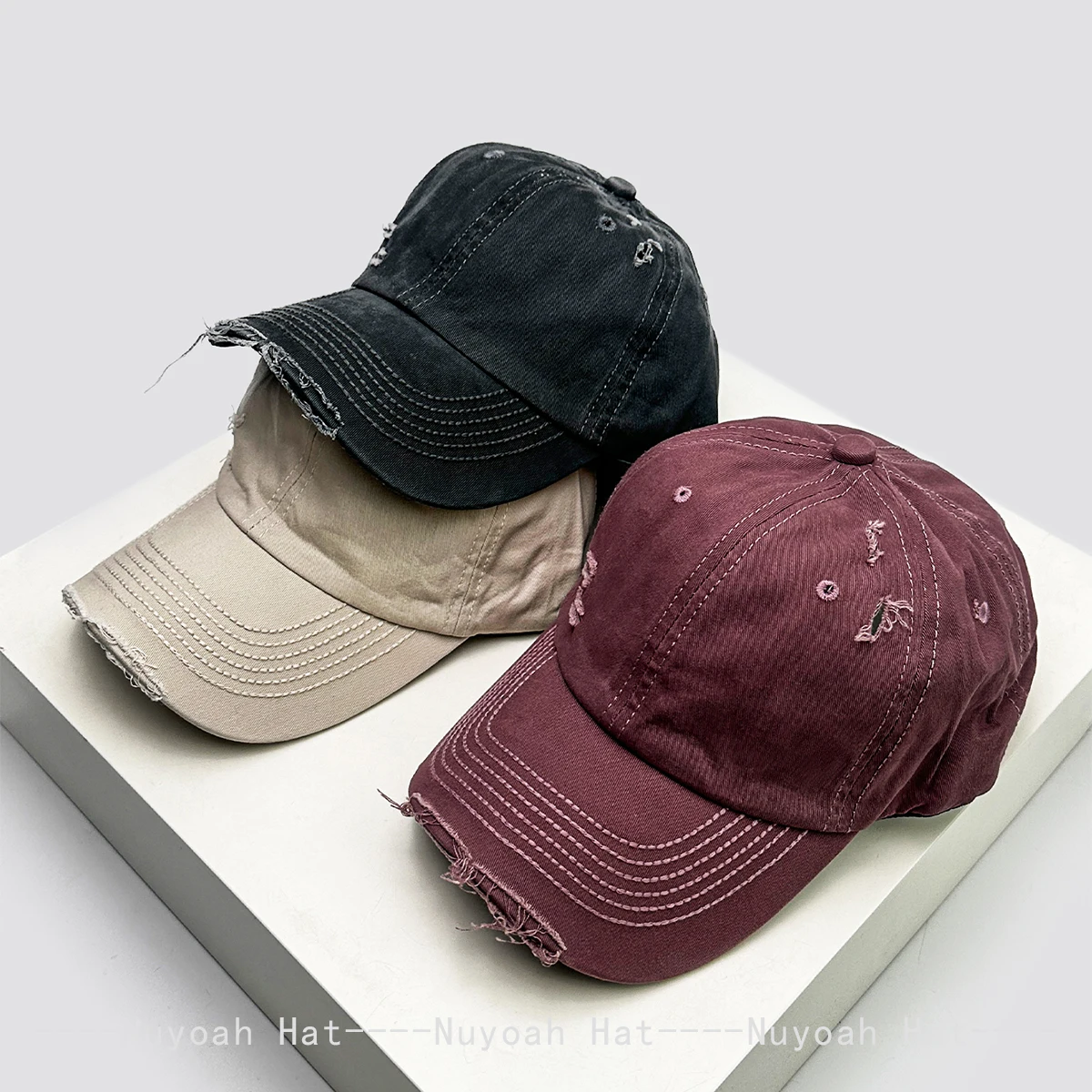 

New Men Women Broken Style Solid Retro Baseball Hats Sunshade Street Versatile Simple Peaked Caps Personal Fashion casual ins