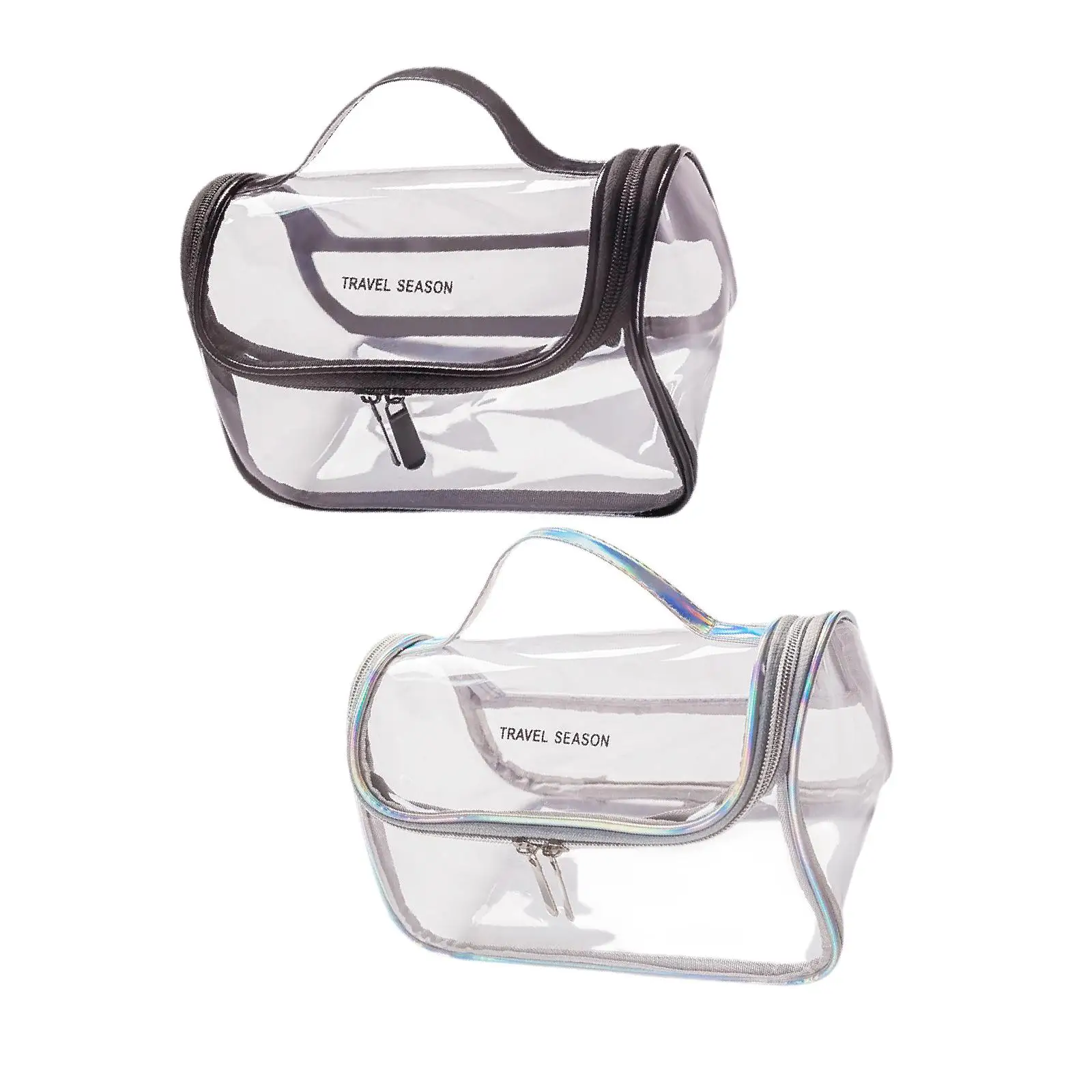 Clear Makeup Bag Pouch Double Zipper Lightweight Transparent Travel Bag for Vacation Travel Carry on Airplane Business Trip Home