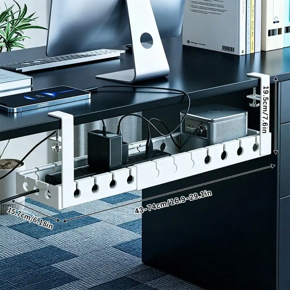 Shenghuochuangyi Cable Management Under Desk Channel, Adjustable Thickened Metal Storage Tray, Storage Basket, Computer Accessories, Desk Accessories, Router And Cord Wire Clips, 20LB Load Bearing Power Strip Holder