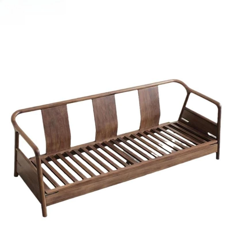 Nordic all solid wood sofa black walnut, living room combination sofa minimalist home living room log furniture three people