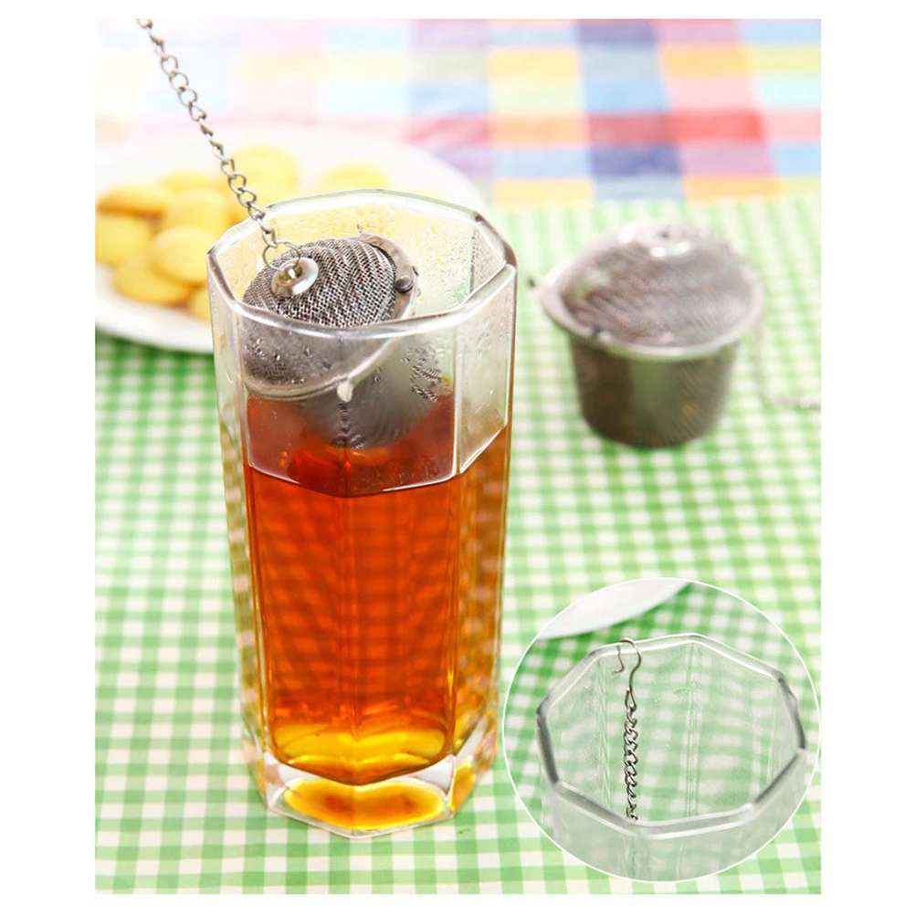 

Stainless Steel Tea Infuser Large Size Reusable Loose Leaf Mesh Filter Extended Chain Hook for Tea Strainer Herbal Coffee