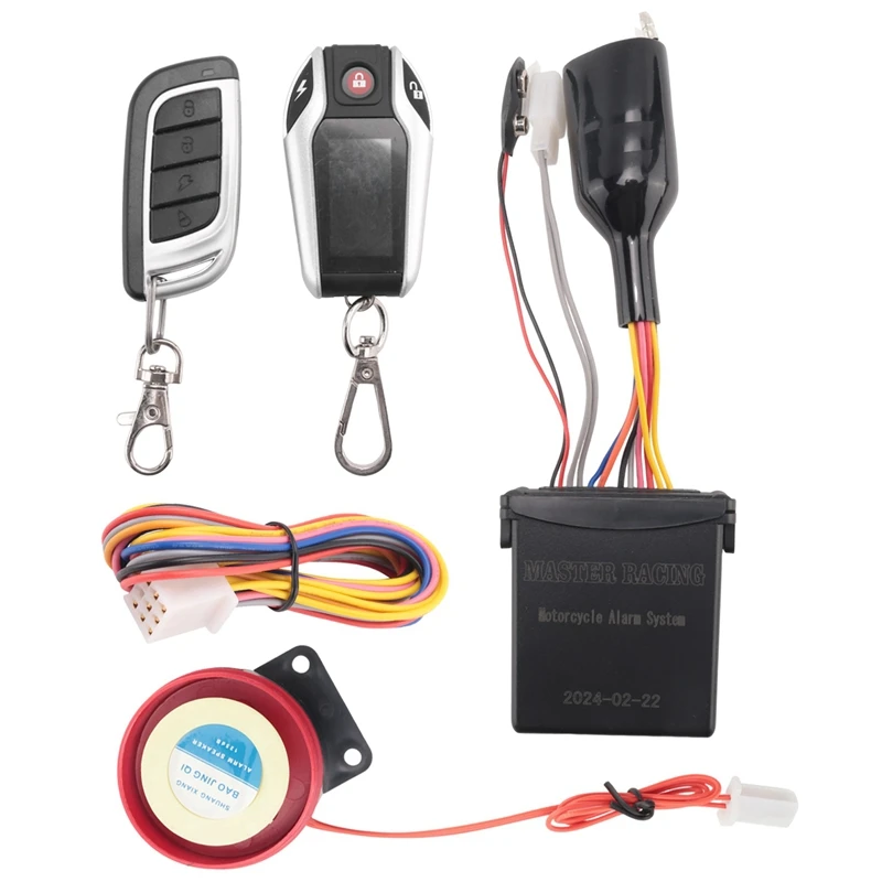 

LCD Motorcycle Alarm Auto Lock/Unlock Security System Two Anti-Theft Alarms Keyless Engine Start, Without Monitor