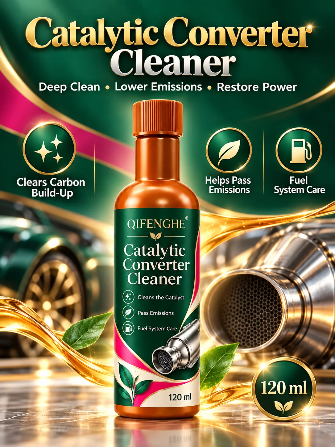 120ml Catalytic Converter Cleaner Fuel Additive Deep Carbon Clean Pass Emissions Test Restore Power Save Fuel