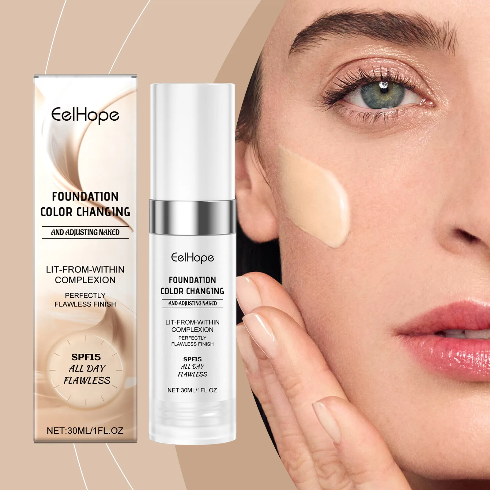 

Temperature Concealer Foundation Natural Moisturizing Facial Refreshing and Long-lasting Light Moisturizing Liquid Foundation