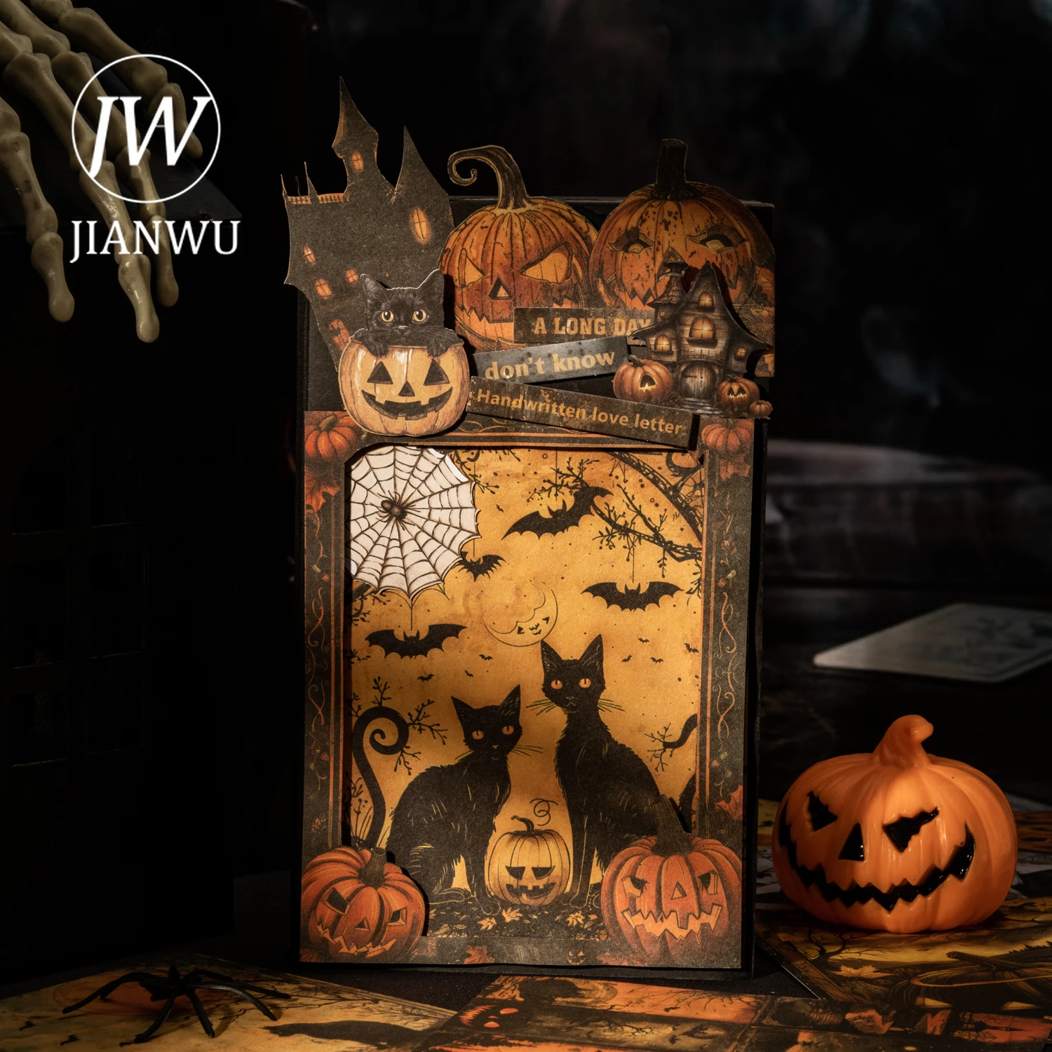 JIANWU Ghost Notes Series Vintage Dark Skull Landscape Collage Scrapbook Material Paper Creative DIY Junk Journal Stationery