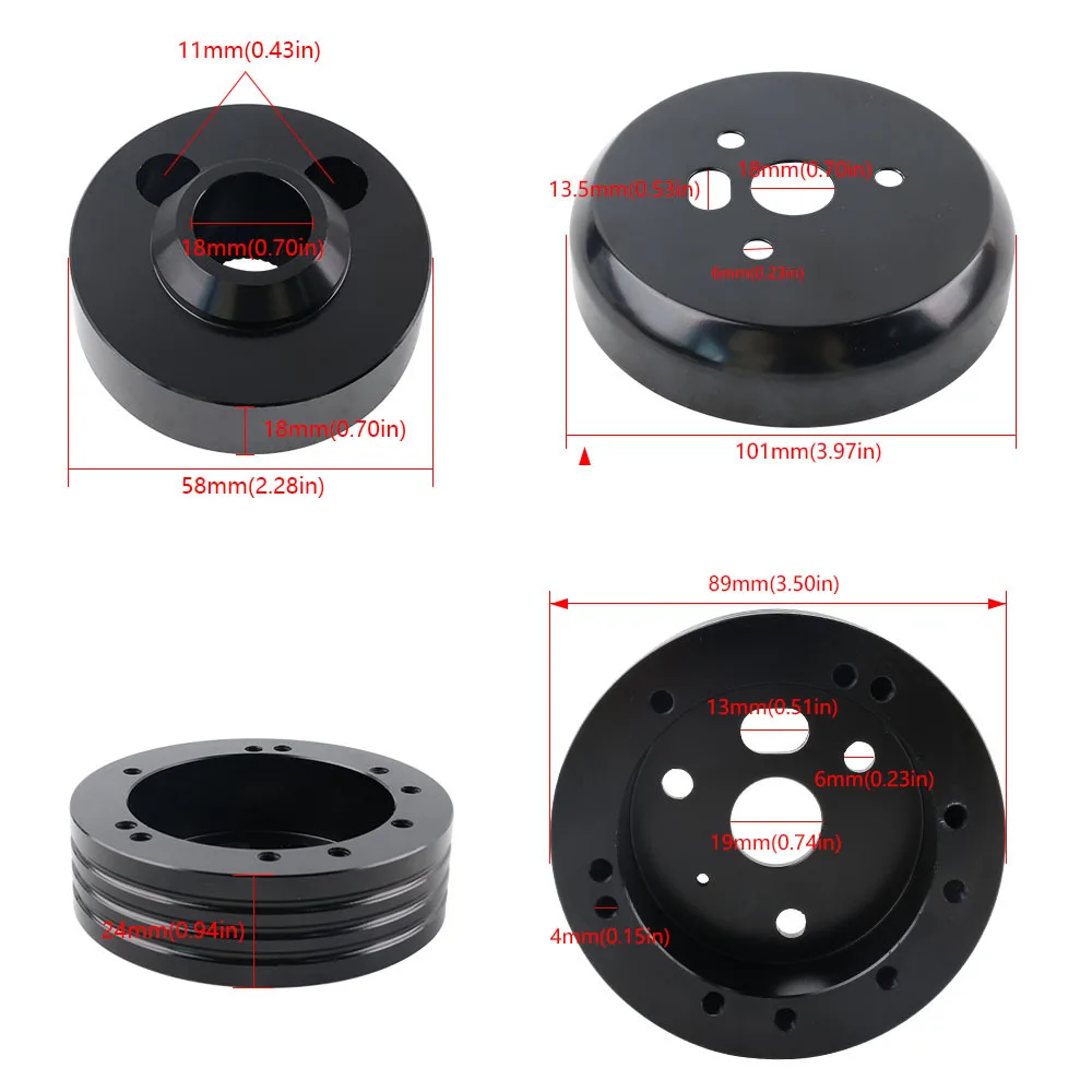 Black Ball Steering Car Wheel Hub Adapter 5 Hole 6 Hole Boss Kit Billet Aluminum for Ford Mercury Falcon Comet 1965-70