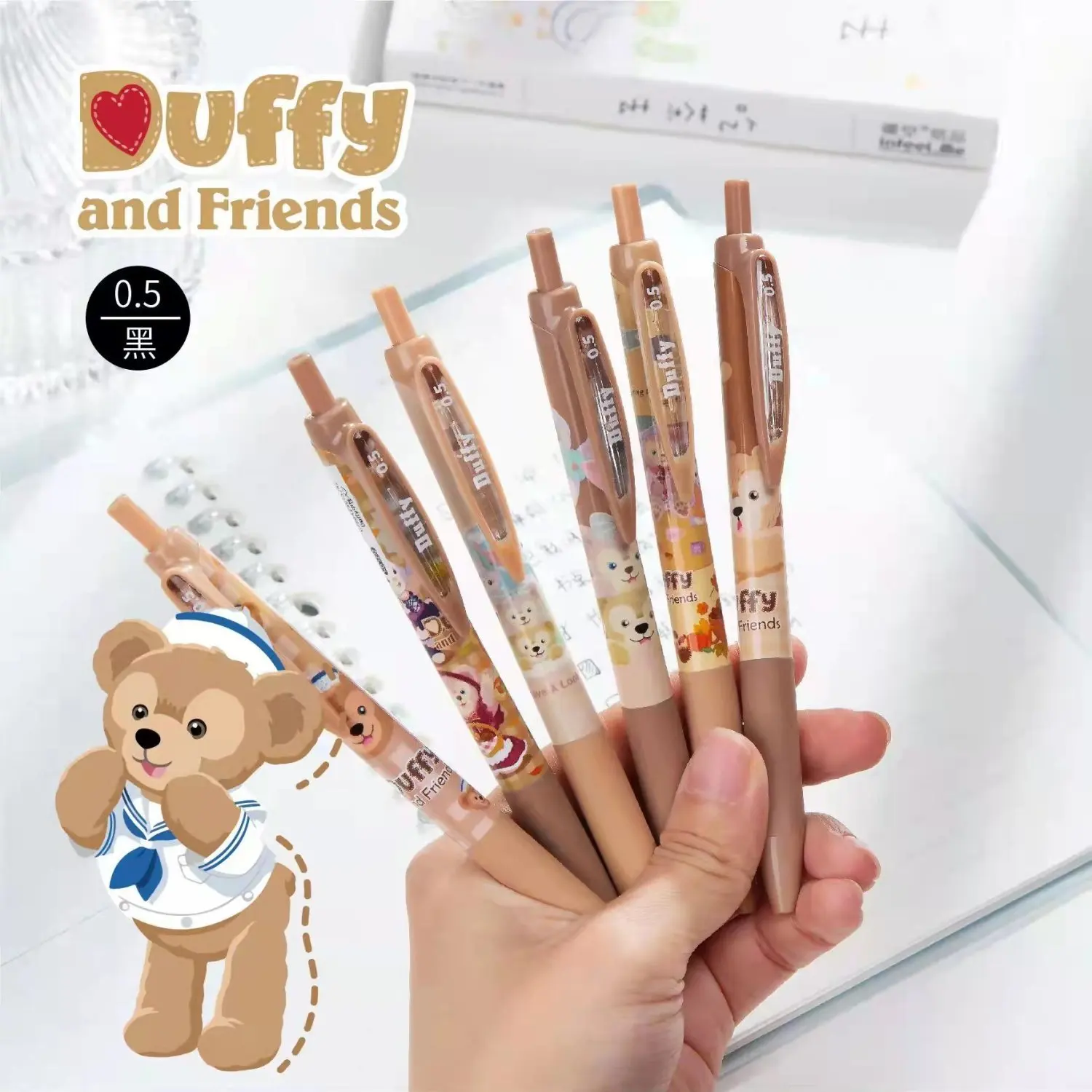 ديزني دافي أنيمي شخصيات كرتونية لطيف الصحافة هلام القلم الإبداعية Kawaii فتاة القلب طالب الأسود المياه القلم القرطاسية بالجملة