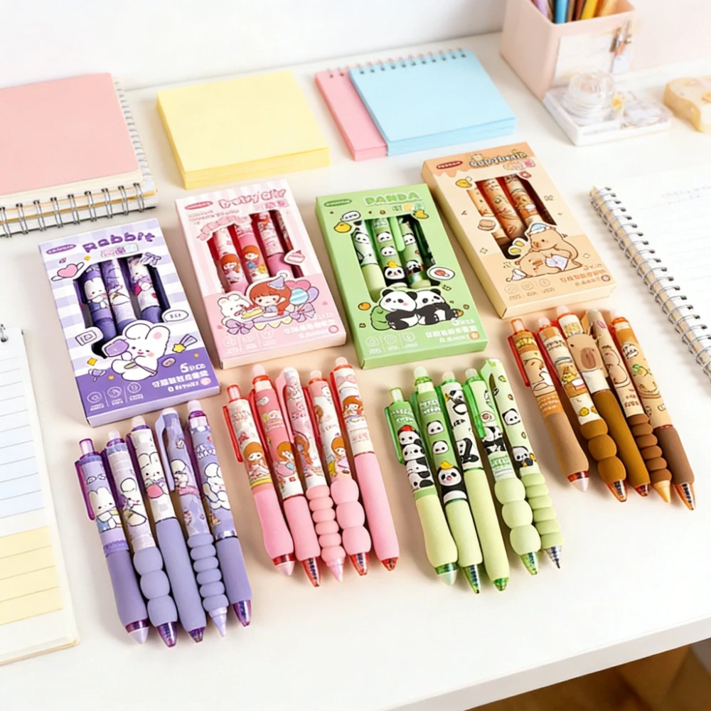 

2026 Новый набор стираемых ручек MOCA с героями мультфильмов: тема милого животного/девочки, синие чернила 0,5 мм, удобный инструмент для письма для студентов