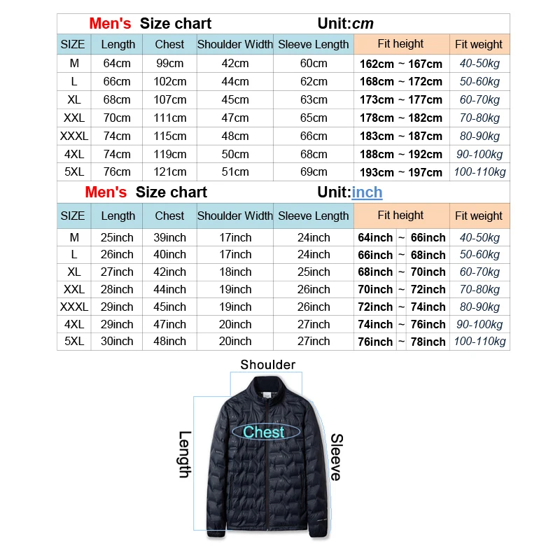 TRVLWEGO Men's Winter Jacket Down Climbing Clothes Hiking Sportswear 80% White Duck Down Coat Warm Camping Outing Trekking