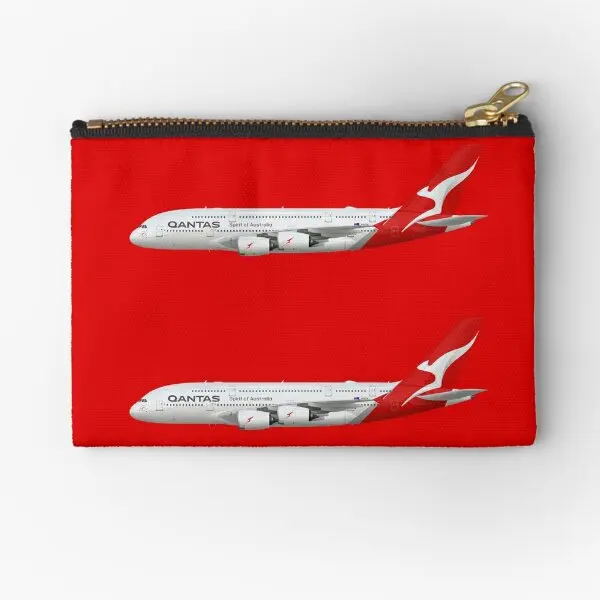 Qantas Airways Airbus A380 800  Zipper Pouches Key Wallet Panties Storage Women Coin Pure Cosmetic Pocket Small Bag Packaging