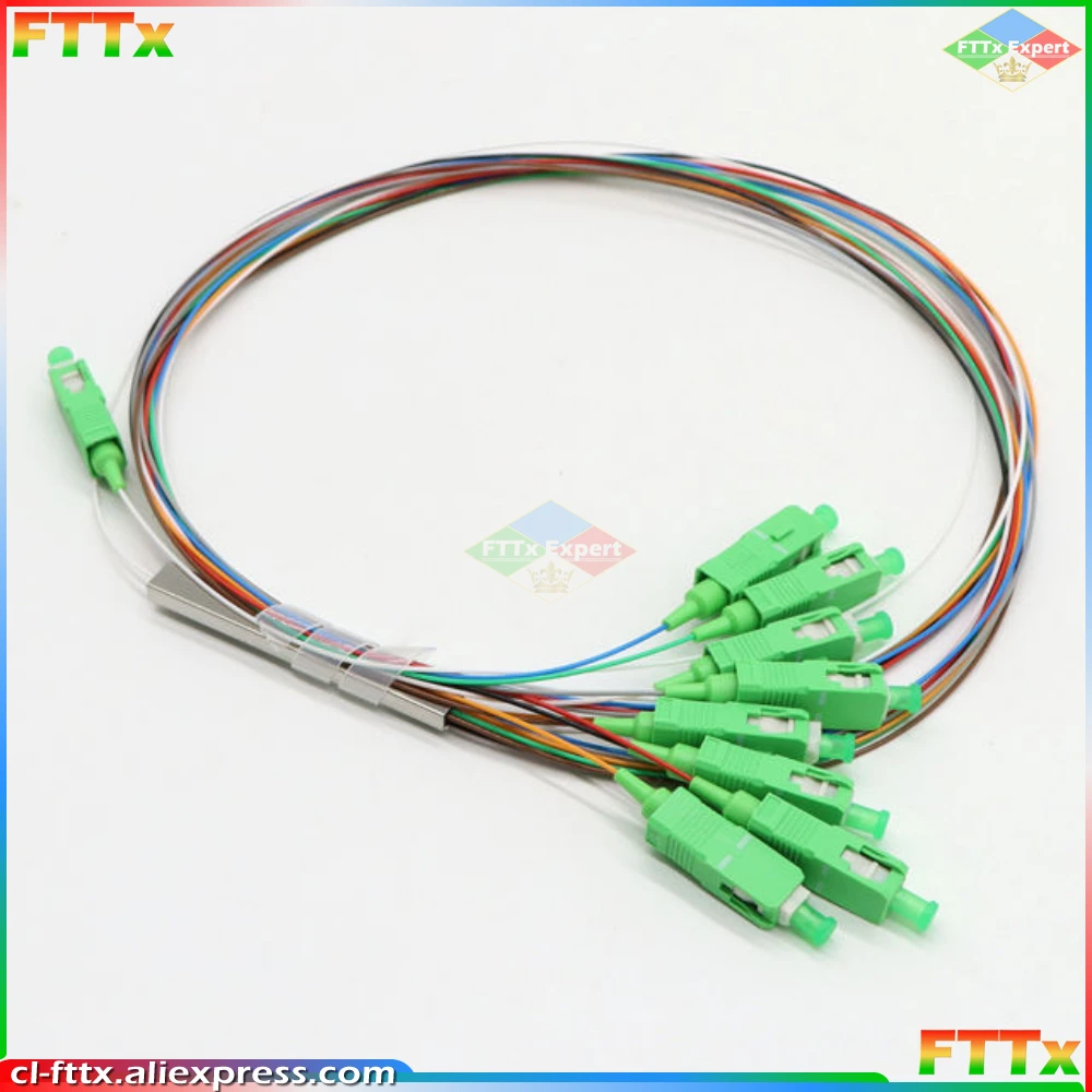 5/10/20pcs/lot 1X8 PLC Fiber Optic Splitter Color/White Best Price SC/APC SM 0.9mm Fiber Optic Splitter Unequal G657A1 LSZH 1m