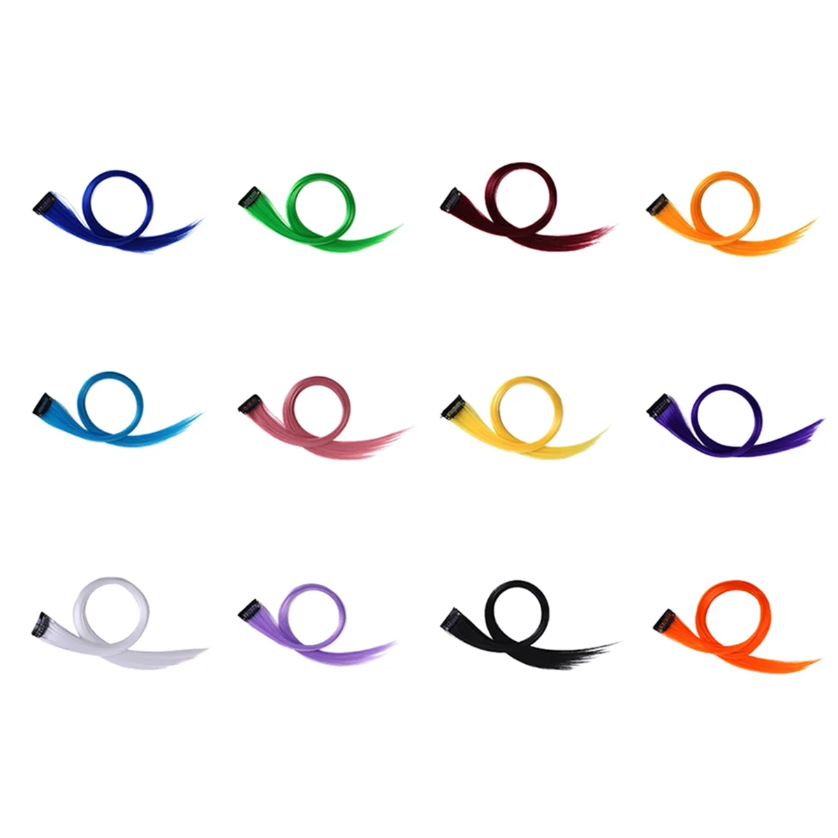 At53 arco-íris destaque extensão de cabelo hairpin multi-cor longo grampo de cabelo reto aparável para cabelo falso 3.2x55cm