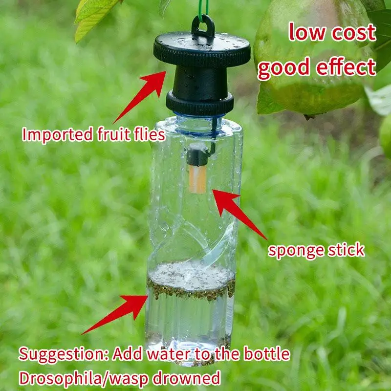 【MA】1/2/3/4Pcs Black Fruit Killer Plastic Drosophila Trap Fly Catcher Pest  Control For Home Farm Orchard And Vegetable