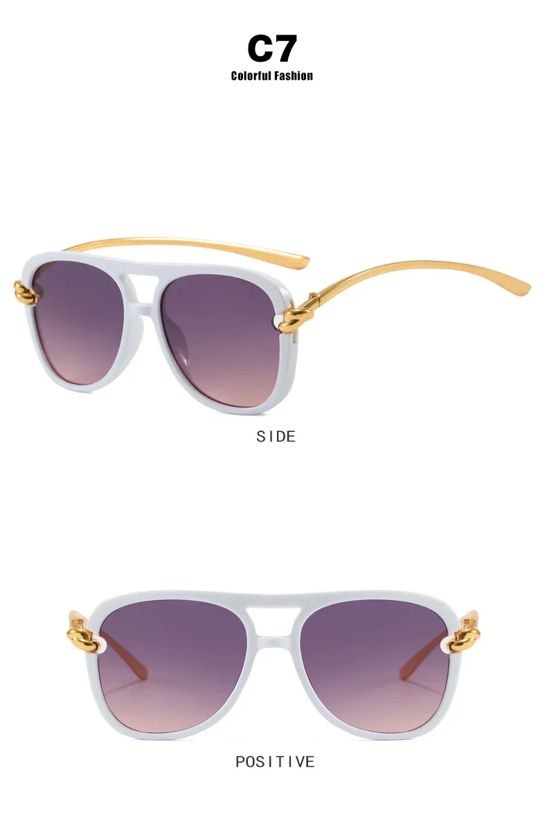Vintage Knoten Bein Oversize Quadratische Cat Eye Sonnenbrille für Frauen Neue Mode Legierung Schwarz Gradienten Sonnenbrille Damen Elegante Shades – Detail 12