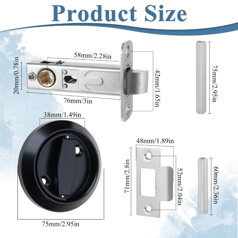  Pocket Door Pull Lock with Round Recessed Steel Turn Handle Use