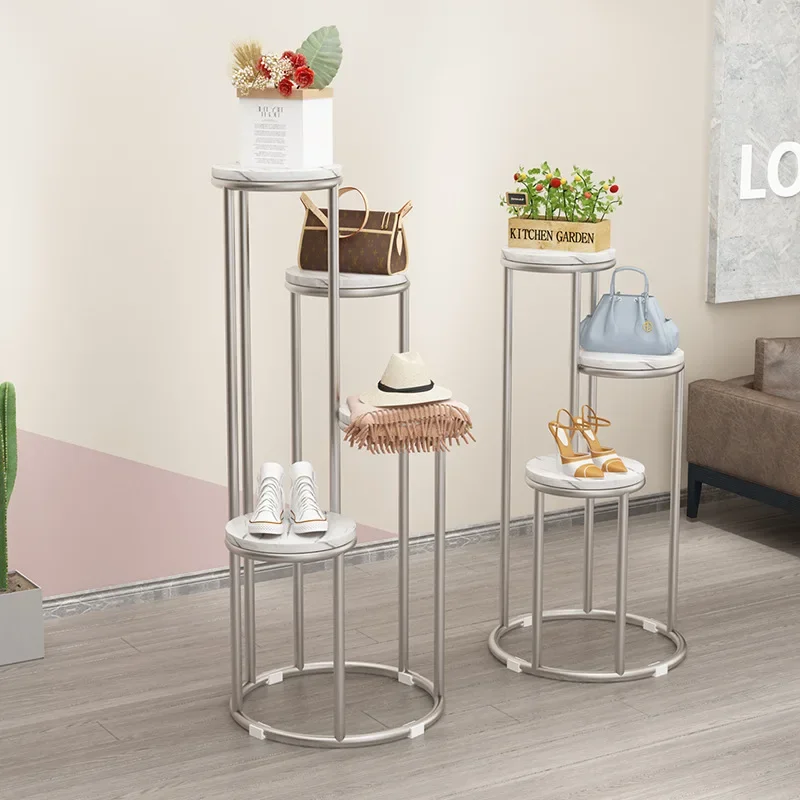 Simple marble window display rack light luxury clothing store products