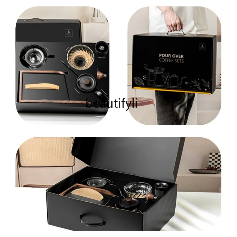 Набор для ручного заваривания кофе, подставка для грецкого ореха, набор кофейников для ручного измельчения, кофейная посуда, котел для ручного заваривания, кофемолка для зерен.