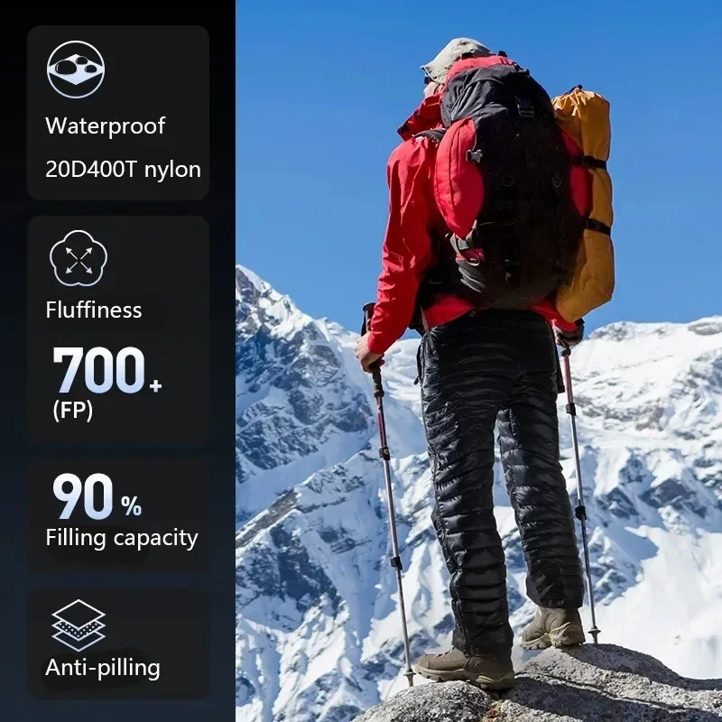 90% Duck Down Pants 700FP Yushang Double Side Zipper Warm Insulation Pant Winter Outdoor Trouser