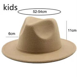 Kids Hat Girl 52cm Small Child Felt White Black Winter Hat Casual Dress Boy Girls Child Fedora Winter Hat Sombrero Panama Hombre