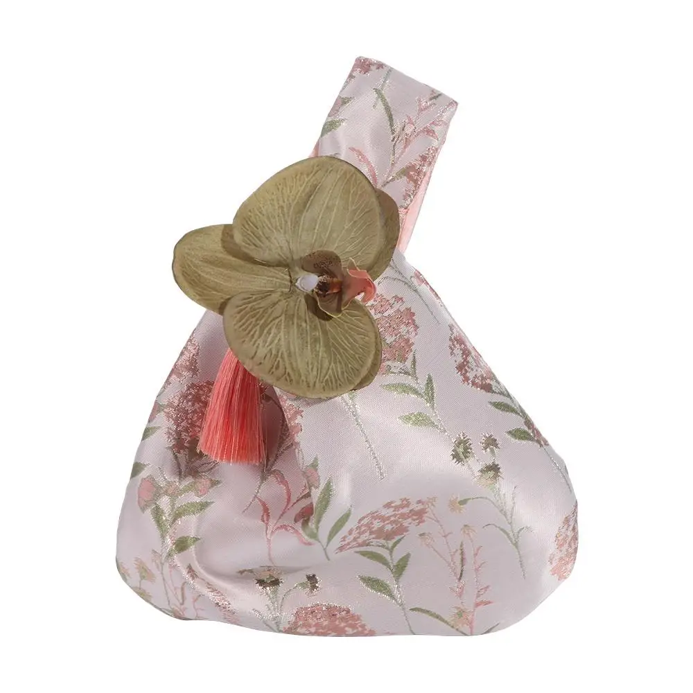 

Cosmetic Bag Flower Pendant Lunch Bag Small Item Pouch Cheongsam Accessories New Chinese Style Handbag Tassel Knot Wrist Bag