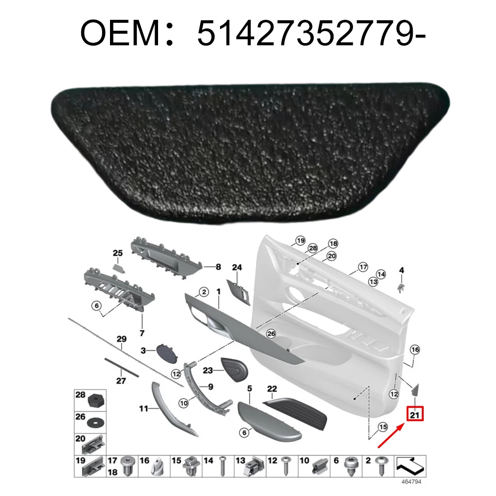 Automotive Door Trim Cap Door Cover X5 X6 F15 F16 Door Side Cover Cap Snap-in Installation Covers Mounting Holes