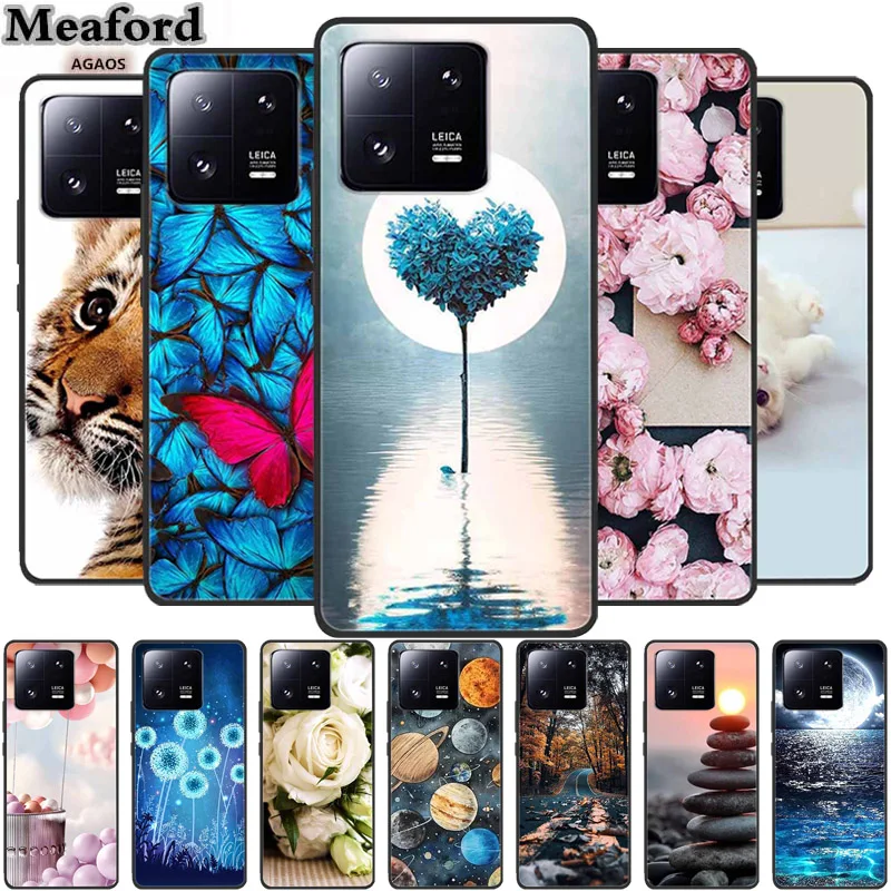 

Чехол с цветами для Xiaomi 13 Pro, мягкий силиконовый чехол из ТПУ с полным покрытием, чехол для телефона Xiaomi 13 Pro Coque Xiaomi13, чехол с тигром