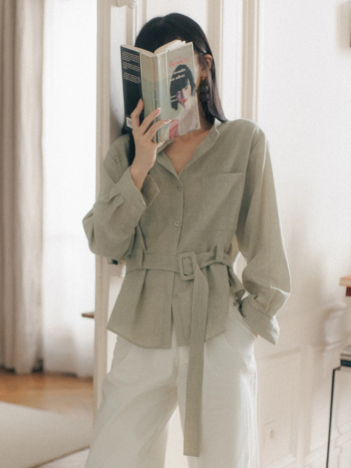 

SOTHEMOS оригинальный дизайн Long Sve Защита от солнца irt Tie Waist Linen Series Ранняя осень против морщин Faion Женская irt