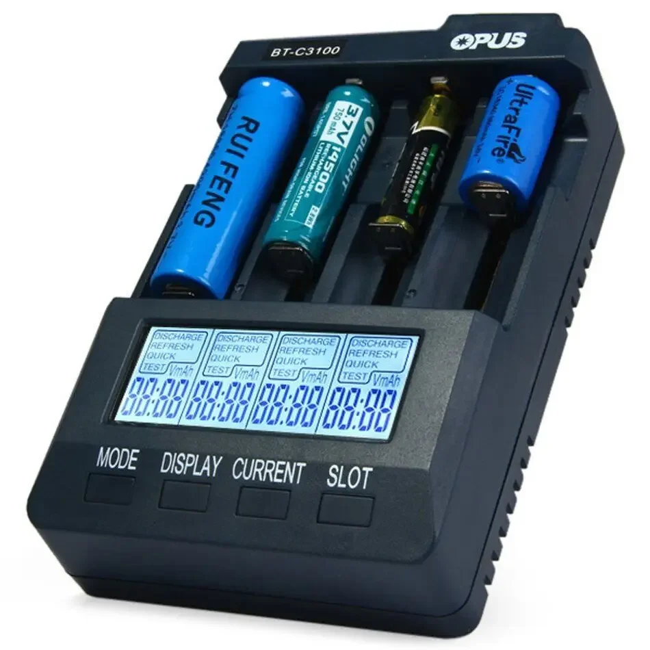 Imagem -02 - Carregador de Bateria Inteligente Digital Slots aa Aaa Lcd 18650 Bt-c3100 V2.2 Novo Opus-bt-c3100 V2.2
