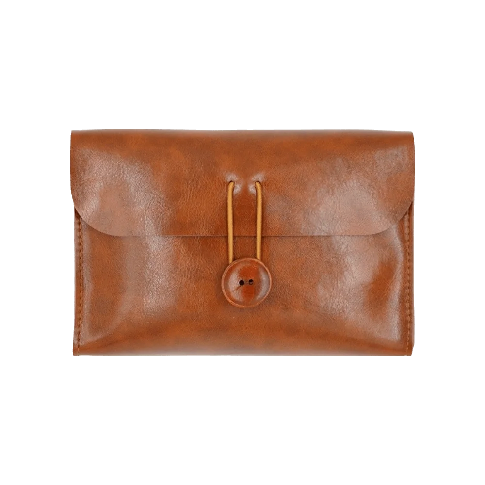 Vintage Soft PU Leather Cosmetic Bag Button Closure Lightweight PU Storage Bag Waterproof Beauty Case for Women