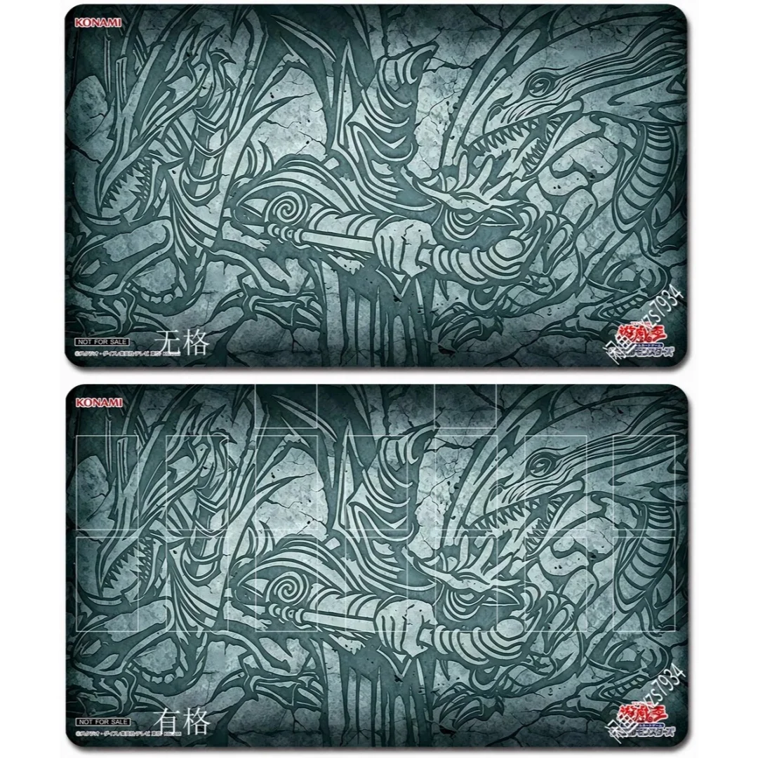600x350mm Yu-Gi-Oh！Dark Magician&Blue Eyes White Dragon Manga Playmat 2mmseamless Edge Single Rubber Board Game Card Mat Toys