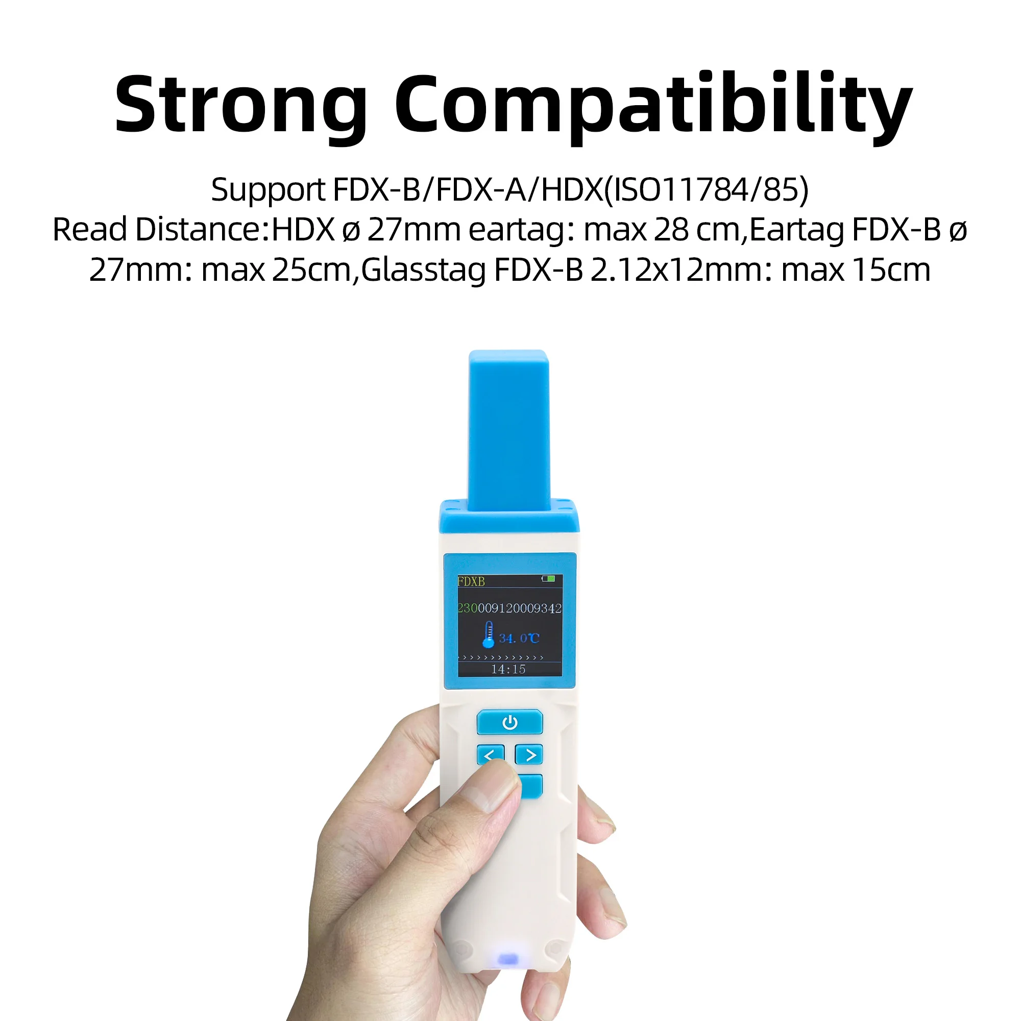 CT-003 Animal chip scanner RFID temperature sensing scanner HDX/FDX-A/B handheld reader for cats, dogs, pigs, cattle, and sheep