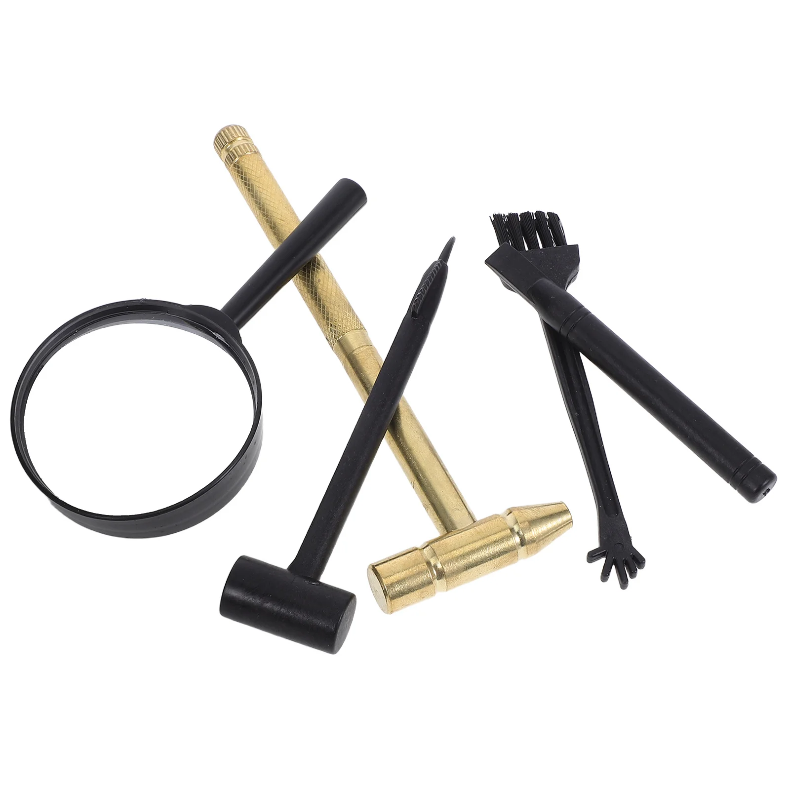 1 Juego de herramientas de excavación de arqueología para niños, martillo, cincel, cepillo, lupa, Kit de excavación de piedras preciosas, ciencia educativa