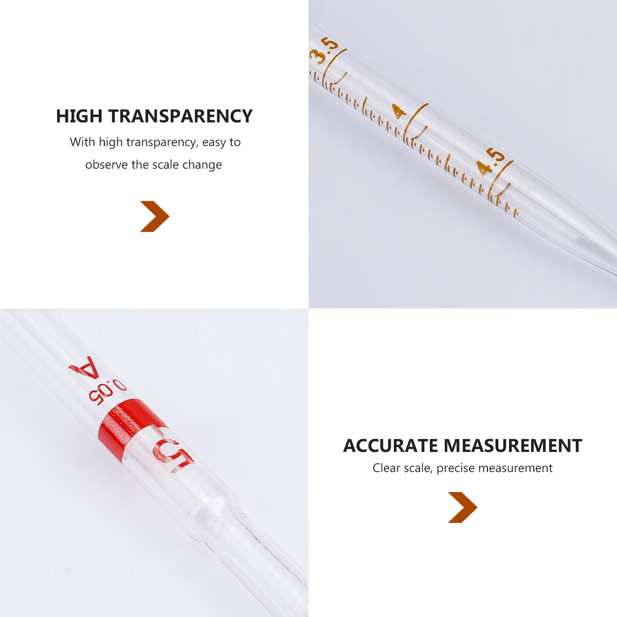 4Pcs Glass Pipette Ring Design Durable Precise Measuring Pipettes Laboratory Experiment Accessories Glass Pipette