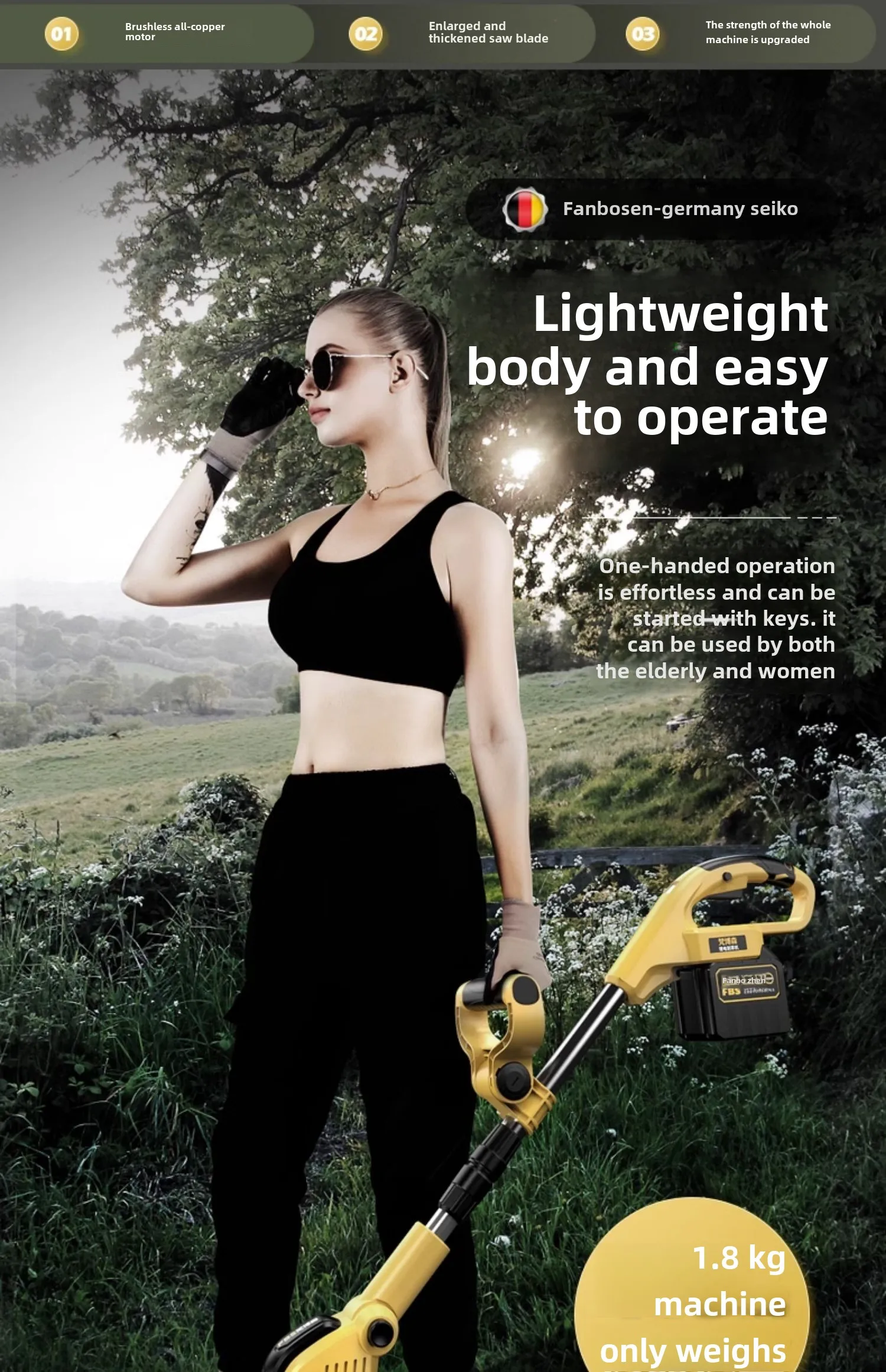 High Power Lithium-ion Rechargeable Lawn Trimmer for Small Home Use Grass Cutter Edger and Weed Eater